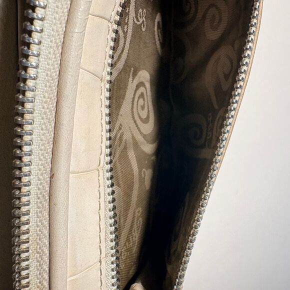 Brighton Croc Embossed Leather Wallet Zip Around Organizer Neutral - Picture 3 of 7